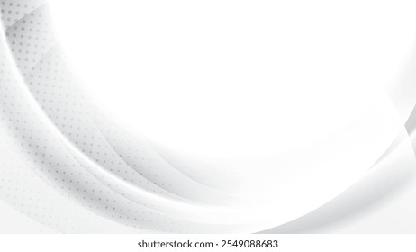 Abstract white and gray color, modern design stripes background with curve lines and dot pattern. Vector illustration.