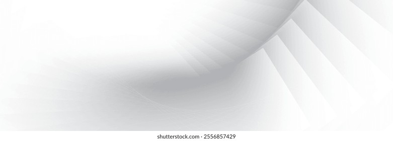 Abstract  white and gray color, modern design stripes background with curve lines. Vector illustration.