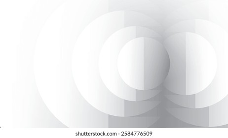 Abstract  white and gray color, modern design stripes background with curve lines, circle shape patern. Vector illustration.