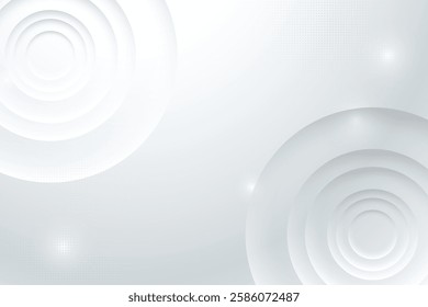 Abstract white and gray color, modern design stripes background with geometric round shape. Vector illustration.