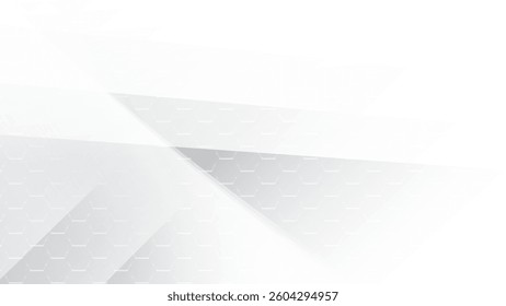 Abstract  white and gray color, modern design stripes background with geometric shape and hexagonal pattern. Vector illustration.