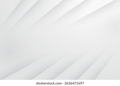 Abstract white and gray color, modern design stripes background with geometric shape. Vector illustration.