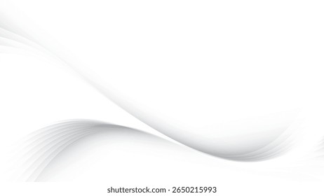Abstract white and gray color, modern design stripes background with curve lines. Vector illustration.