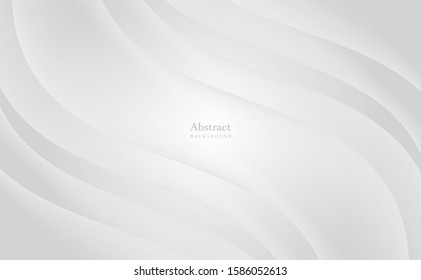 Abstract White and gray color technology modern background design vector Illustration. White cloth background abstract with soft waves.
