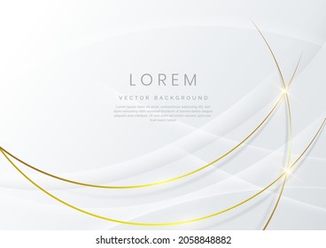 Abstract white and gray cruved luxury background with gold lines curve luxury style. Vector illustration