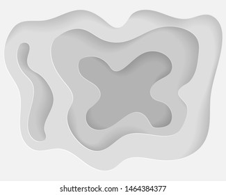 Abstract white and gray curving frame background in paper cut style. Creative vector illustration. Design for poster, brochure, flyer, banner template, book cover, wallpaper.