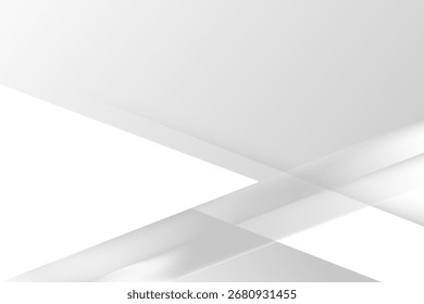 Abstractas líneas diagonales blancas y grises 3D, flechas, triángulos diseño de fondo. Ilustración vectorial.