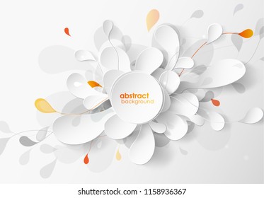 Abstract white and gray flower background with circles.