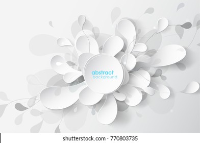 Abstract White And Gray Flower Background With Circles.