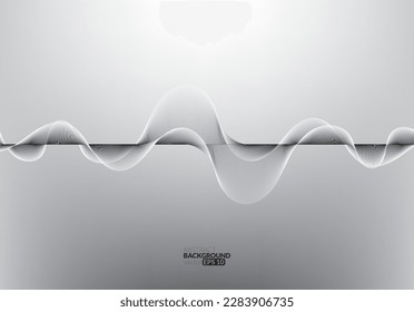 Abstract white and gray flowing line digital technology, smooth particle wave, big data techno, design concept background and wallpaper, vector eps
