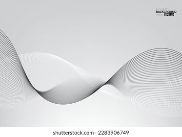 Abstract white and gray flowing line digital technology, smooth particle wave, big data techno, design concept background and wallpaper, vector eps
