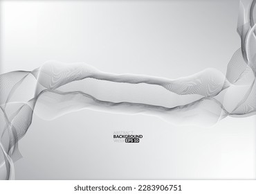 Resumen de tecnología digital de línea de flujo en blanco y gris, onda de partículas lisas, tecnología de grandes datos, fondo y papel tapiz de concepto de diseño, eps vectoriales
