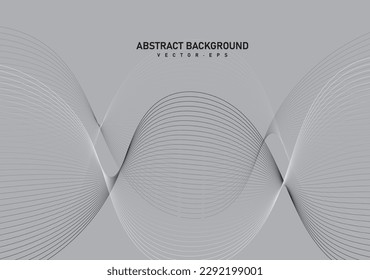 Abstract white and gray flowing line digital technology, smooth particle wave, big data techno design concept background wallpaper, website landing page template, vector eps 