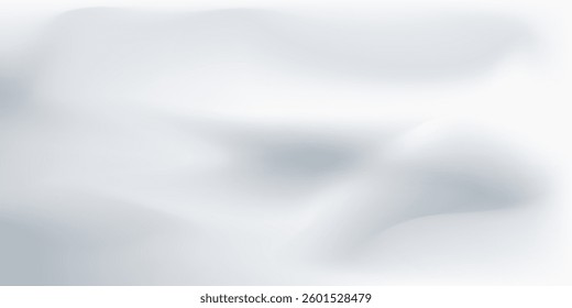 abstract white and gray fluid background with soft, wavy gradients. The smooth transitions create a dreamy, misty, and modern aesthetic. EPS 10