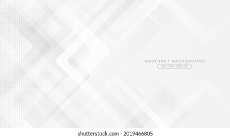 Abstract white and gray geometric background creative design. Modern simple gradient square geometry texture graphic element with halftone decoration. Vector illustration
