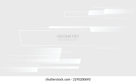 Abstract white and gray geometric background with light effect. Technology design with high speed movement design. Vector illustration