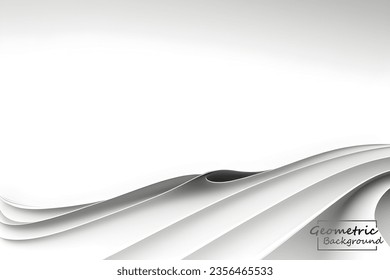 Abstrakter, weißer und grauer geometrischer Hintergrund. Dynamische Formen-Zusammensetzung. Vektorgrafik.