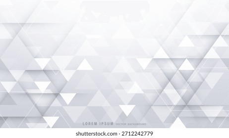 Abstract white and gray geometric background. Vector illustration of modern polygon pattern with triangles and diagonal lines