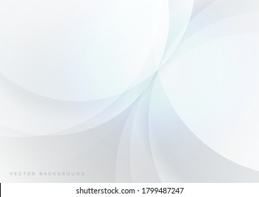 Resumen de círculos geométricos blancos y grises que se solapan con fondo azul claro. Ilustración del vector