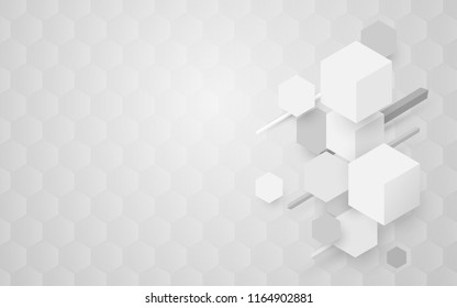 Abstract white and gray geometric hexagon Futuristic concept background
