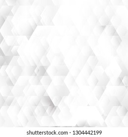 Abstract white and gray geometric hexagons shapes overlapping background. Vector illustration