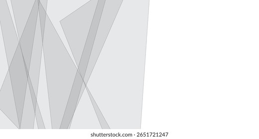 Abstract white and gray geometric overlay layer background on bright space with geometric decoration concept. Minimal futuristic element concept for poster, brochure, banner, wallpaper, cover, flyer.	