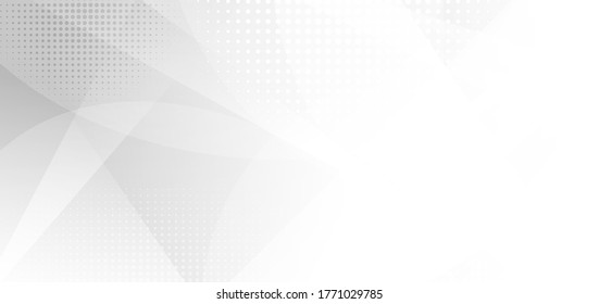 Abstract white and gray geometric shine and layer element background with halftone effect. Vector illustration