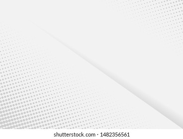 Abstract white and gray gradient background. Halftone dots design background.