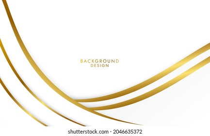 Resumen de fondo de gradiente blanco y gris con líneas de color dorado. Fondo de diseño de ondas semitónicas.