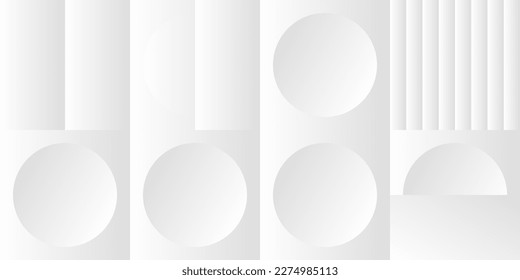 Abstract white and gray gradient background. Modern minimalistic design. Vector illustration with simple shapes like circle, square, rectangle. Monochrome light 3d futuristic design 
