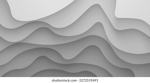 abstract white gray gradient color shadow wavy papercut background. eps10 vector