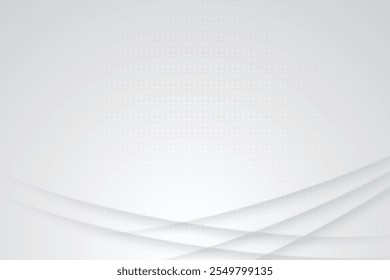 Abstrato branco e cinza gradiente curva fundo com meio-tom pontos decoração. Elementos gráficos modernos simples de forma de círculo geométrico. Terno para modelo, cartaz, capa, banner, apresentação