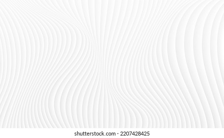 Abstract White And Gray Gradient Wavy Pattern Texture Banner Template Design. Luxury Soft Layers Silver Curve Stripe Background With Copy Space. Modern And Minimal Scene Concept. Vector Illustration.