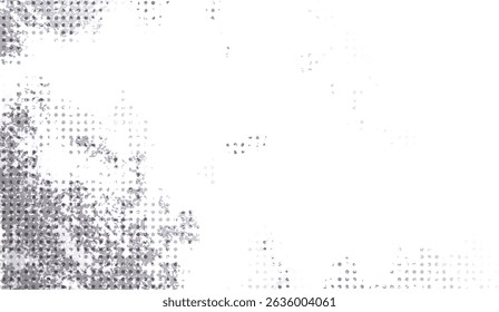 Abstract White and Gray Halftone Grunge Texture Background with Distressed Dot Pattern and Subtle Weathering for a Visually Appealing Design Concept