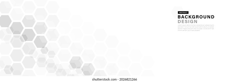 Abstract white and gray hexagon geometric shape background. Modern simple geometric pattern design. Overlay hexagon shapes graphic element. Suit for cover, poster, advertising, website, brochure