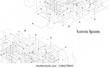 abstract white gray hexagon, network image, geometric background, scientific technology, engineering concept