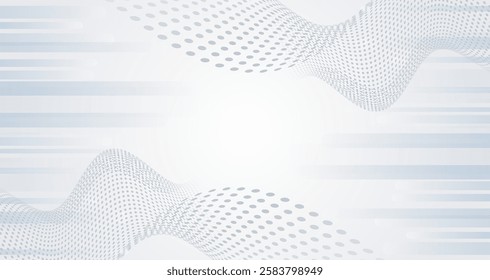 Abstract white and gray horizontal design. Science, and technology background. Light pale vector background for a banner. Abstract geometric pattern of stripes and circles, for presentation.