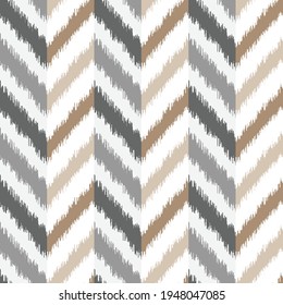 Abstract white and gray ikat Zigzag seamless pattern. Abstract background for textile design, wallpaper, surface textures.Seamless pattern for home decor ideas. Vector illustration