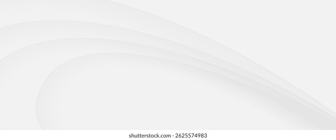 Abstract white and gray layers form soft, flowing curves with subtle shadows for a modern background.