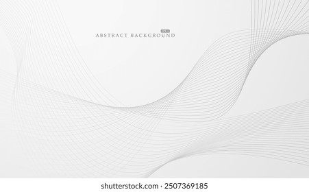 Abstract white and gray minimalistic striped background. Modern futuristic pattern with infinity curve wavy lines. Technology digital design