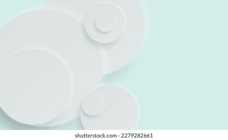 Abstract White and Gray Overlap Circles Background. 3D Paper Circle Banner with Drop Shadows. Minimal Simple Design for Presentation, Flyer, Brochure, Website, Book, etc