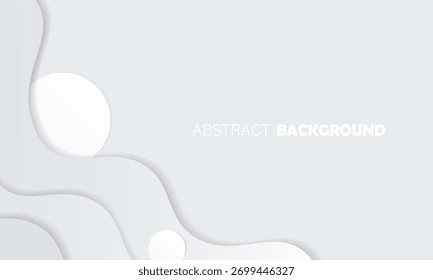 Abstrakte Kunst aus weißem und grauem Papierschnitt mit gekrümmten Formen und Schatten. Anzug für Banner, Web, Broschüre, Broschüre und Präsentation
