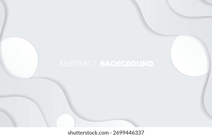 Abstract White and Gray Paper Cut Art with Curved Shapes and Shadows. Modern creative trendy design in vector EPS 10