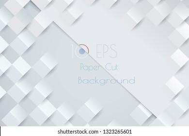 Abstract White gray pattern with papercut effect vector background