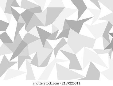 Abstract white and gray polygon geometric background. Low poly textured triangle shapes as vector design illustration. Mosaic pattern.
