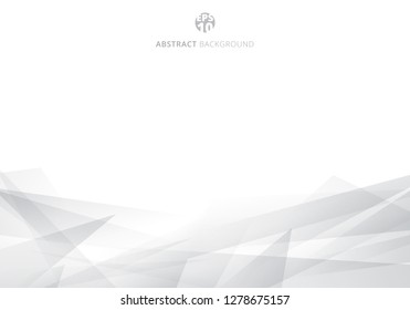 Abstract white and gray polygonal header background with copy space. Geometric template for brochure, cover, card design, banner web, poster. Vector illustration
