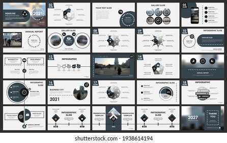 Resumen de diapositivas blancas y grises. Diseño de la cubierta del folleto. Marco de banner de información de búsqueda. Conjunto creativo de elementos infográficos. Urbano. Conjunto de modelos de hojas de título. Vector moderno. Plantillas de presentación, corporativas.