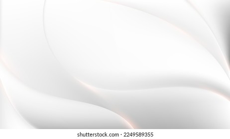 Abstract white and gray smooth liquid or fluid wave on clean background. Vector illustration