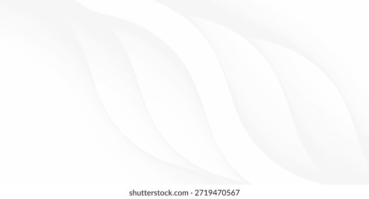 As ondas suaves abstratas brancas e cinzentas formam um fundo mínimo limpo, perfeito para designs modernos.