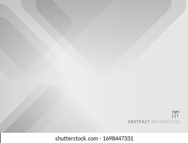 Abstract White And Gray Square Rounded Shape Overlapping Layer Minimal Style Background. Vector Illustration